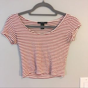 Forever 21 red and white striped crop